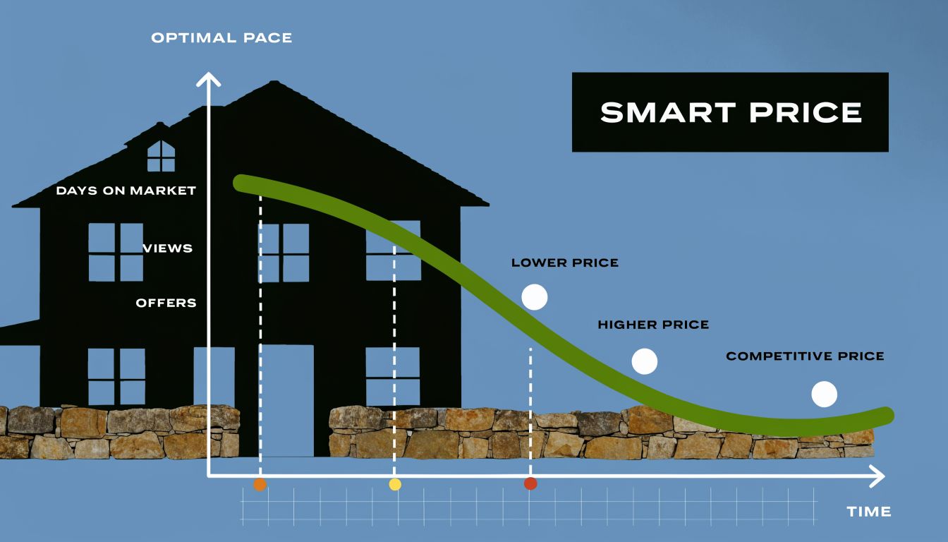 A graph illustrating the relationship between home pricing strategies, time on market, and real estate performance.
